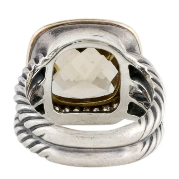 DAVID YURMAN 18K YELLOW GOLD & STERLING DIAMOND & SMOKEY QUARTZ ALBION RING - Picture 6 of 9